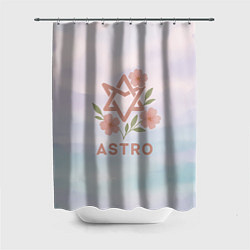 Шторка для душа Astro логотип с цветочками, цвет: 3D-принт