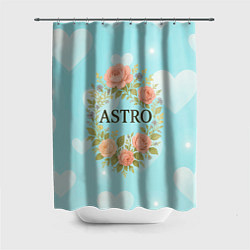 Шторка для душа Astro логотип в цветочном венке, цвет: 3D-принт