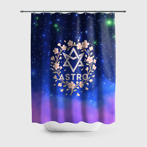 Шторка для ванной ASTRO нежный логотип с цветочками / 3D-принт – фото 1