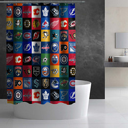 Шторка для душа Команды НХЛ разноцветные, цвет: 3D-принт — фото 2