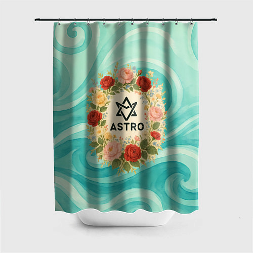 Шторка для ванной Astro винтажный логотип с цветами / 3D-принт – фото 1