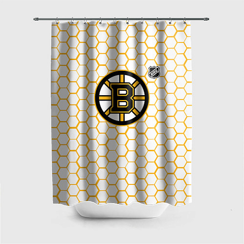 Шторка для ванной Бостон Брюинз - белые соты / 3D-принт – фото 1