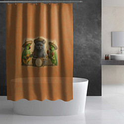 Шторка для душа Надежды маленький оркестрик в оранжевом, цвет: 3D-принт — фото 2