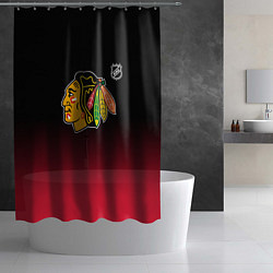 Шторка для душа Чикаго Блэкхокс - градиент, цвет: 3D-принт — фото 2