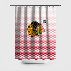 Шторка для душа Чикаго Блэкхокс - красные треугольники с градиенто, цвет: 3D-принт