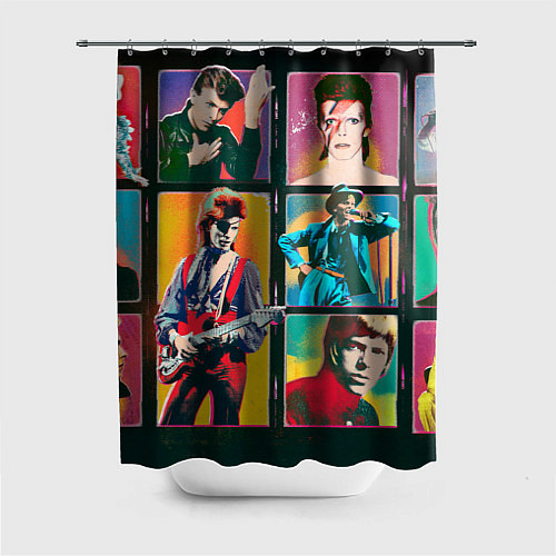 Шторка для ванной David Bowie vintage collage / 3D-принт – фото 1