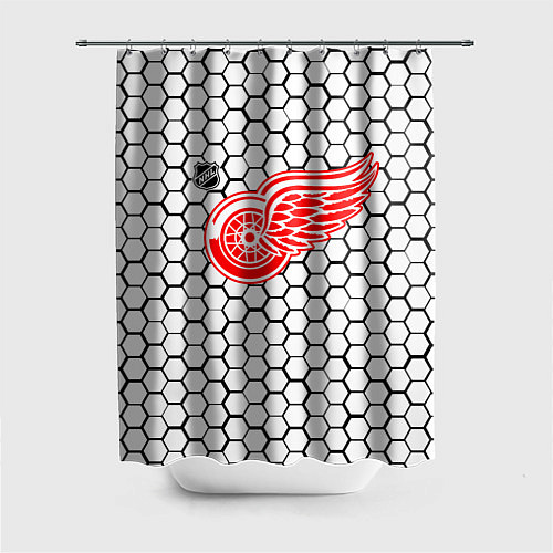 Шторка для ванной Детройт Ред Уингз - белые соты / 3D-принт – фото 1