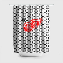 Шторка для душа Детройт Ред Уингз - белые соты, цвет: 3D-принт