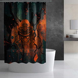 Шторка для душа Шлем кибернетического самурая, цвет: 3D-принт — фото 2