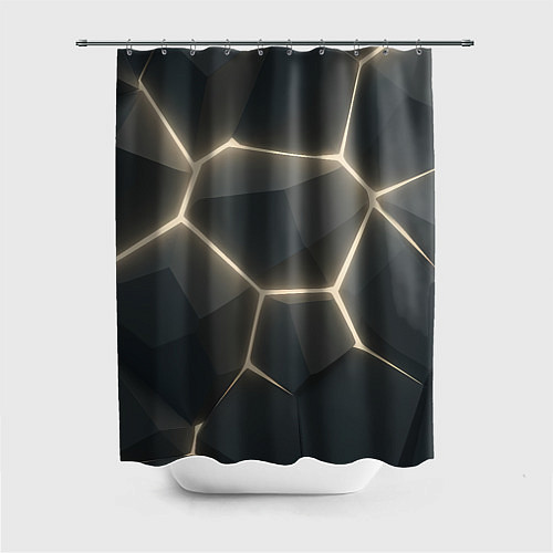 Шторка для ванной Объемные серые плиты / 3D-принт – фото 1