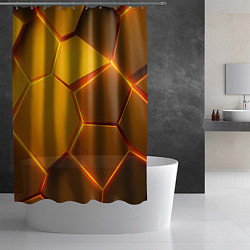 Шторка для душа Желтые неоновые соты - текстура, цвет: 3D-принт — фото 2
