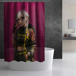Шторка для душа Девушка с татуировкой в очках, цвет: 3D-принт — фото 2