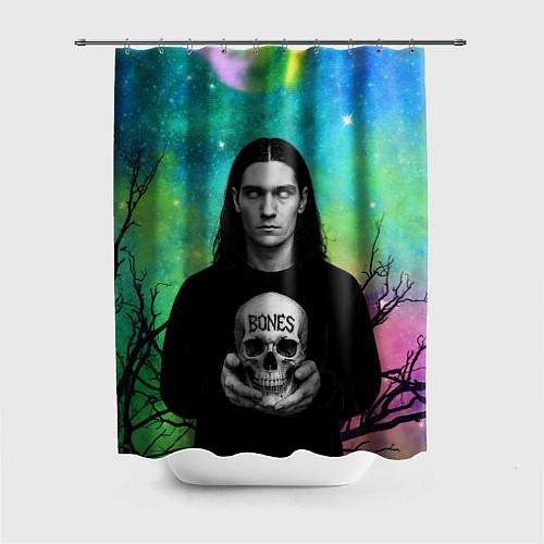 Шторка для ванной Bones без зрачков держит череп в руках / 3D-принт – фото 1