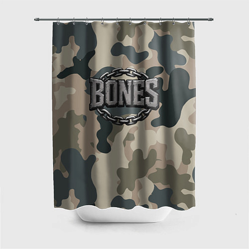 Шторка для ванной Bones логотип на камуфляже / 3D-принт – фото 1