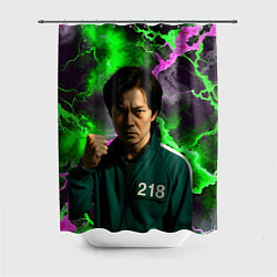 Шторка для душа Игра в кальмара - игрок 218 с кулаком, цвет: 3D-принт