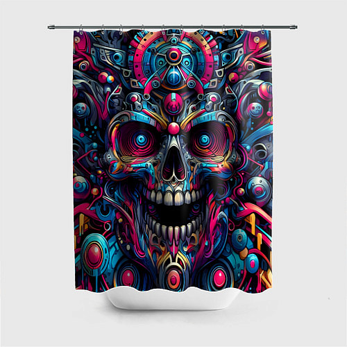 Шторка для ванной Colorful cyber skull - pattern / 3D-принт – фото 1