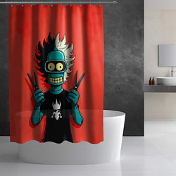 Шторка для душа Бендер в образе рокера и парикмахера, цвет: 3D-принт — фото 2