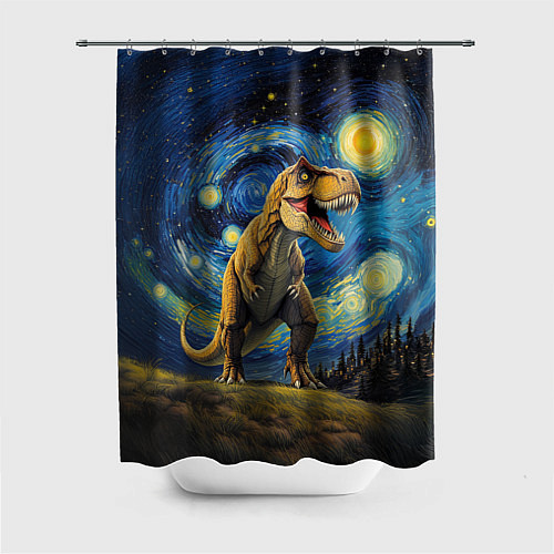 Шторка для ванной Звездная ночь - Тираннозавр / 3D-принт – фото 1