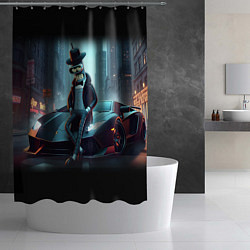 Шторка для душа Бендер счастливый владелец Ламборджини, цвет: 3D-принт — фото 2