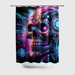 Шторка для ванной Neon cyber skull