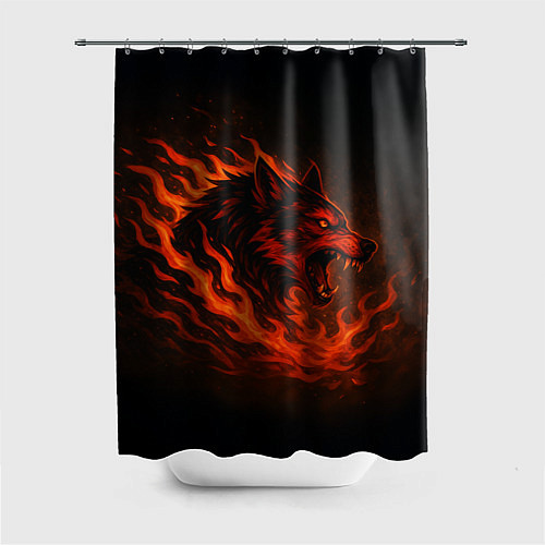 Шторка для ванной Инфернальный волк / 3D-принт – фото 1