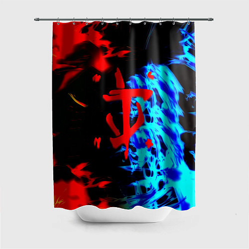 Шторка для ванной Doom лёд и пламя / 3D-принт – фото 1