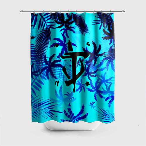 Шторка для ванной Doom неоновые тропики / 3D-принт – фото 1