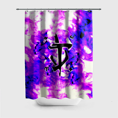 Шторка для ванной Doom неоновый огонь лого / 3D-принт – фото 1