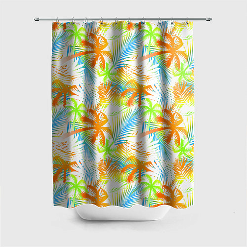 Шторка для ванной Palm orange white / 3D-принт – фото 1