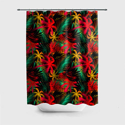 Шторка для ванной Palm yellow red