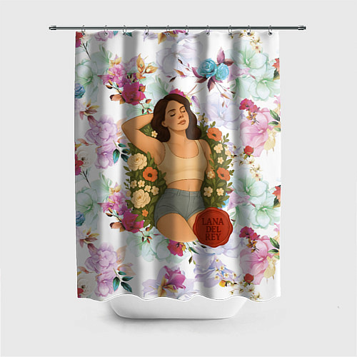 Шторка для ванной Lana Del Rey в полевых цветах / 3D-принт – фото 1