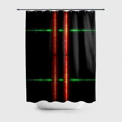 Шторка для ванной Color black green red lines