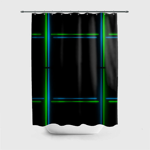 Шторка для ванной Neon green light blue / 3D-принт – фото 1