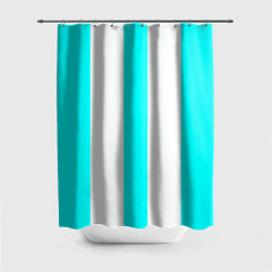 Шторка для ванной Color light blue white lines