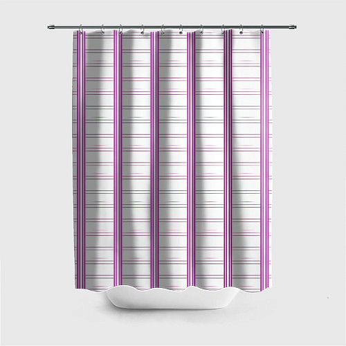 Шторка для ванной Color white cage pink line / 3D-принт – фото 1