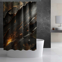 Шторка для душа Искры метала под камуфляжем, цвет: 3D-принт — фото 2