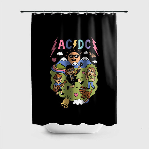 Шторка для ванной ACDC, мультяшный стиль / 3D-принт – фото 1