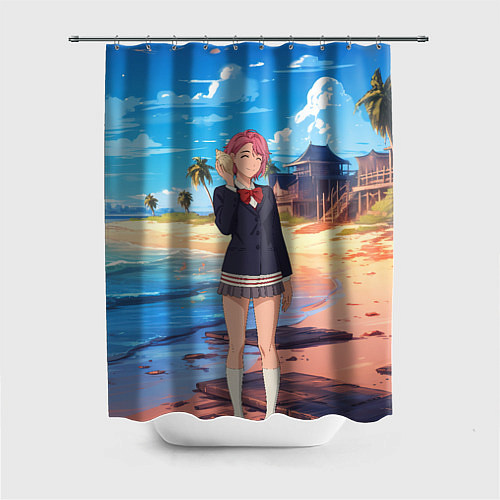 Шторка для ванной Дандадан Сиратори Айра с ракушкой в руках / 3D-принт – фото 1