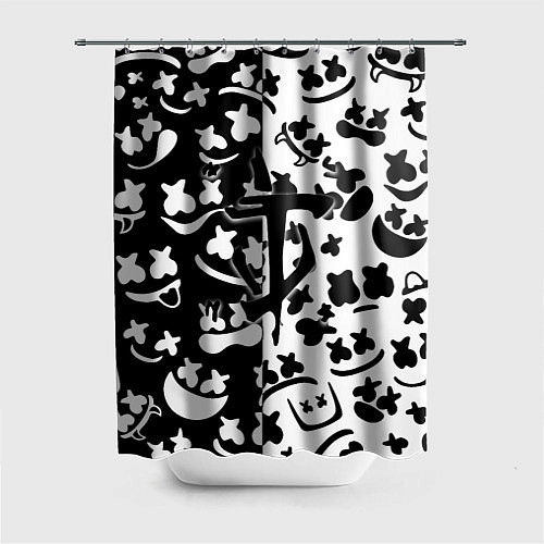 Шторка для ванной Doom x Marshmello pattern / 3D-принт – фото 1