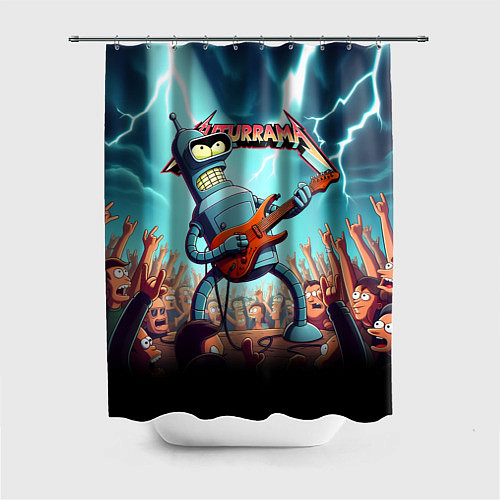 Шторка для ванной Бендер рок гитарист - группа Футурама / 3D-принт – фото 1