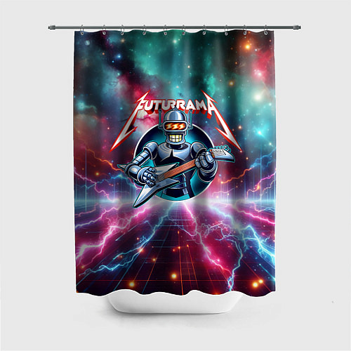 Шторка для ванной Гитарист Бендер рок группы Футурама / 3D-принт – фото 1