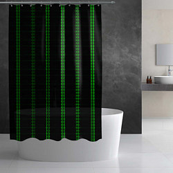 Шторка для душа Color black cage green stripes, цвет: 3D-принт — фото 2
