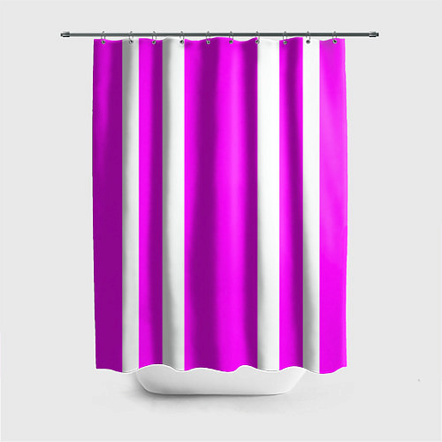 Шторка для ванной Color white pink stripes / 3D-принт – фото 1