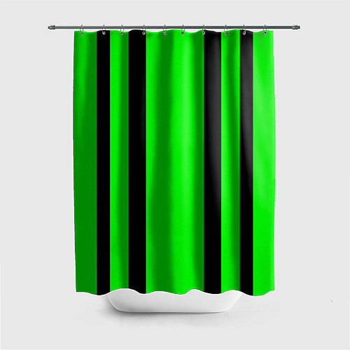 Шторка для ванной Color black and green stripes / 3D-принт – фото 1
