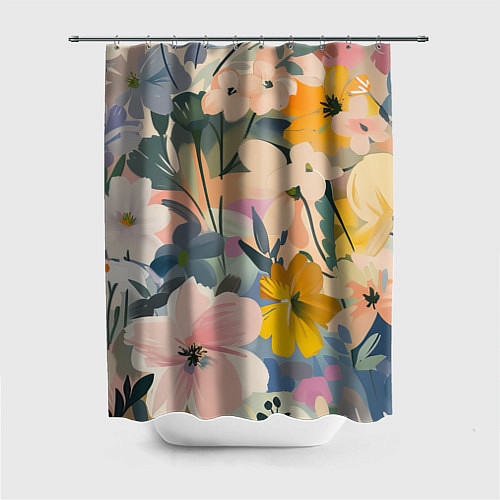 Шторка для ванной Цветы цветочки / 3D-принт – фото 1