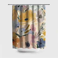 Шторка для ванной Цветы акварель