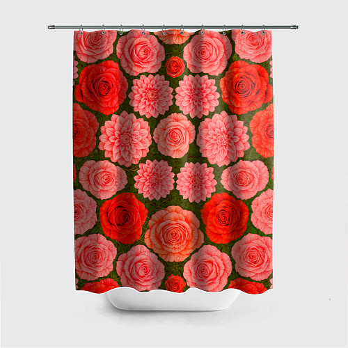 Шторка для ванной Цветочная поляна паттерн / 3D-принт – фото 1