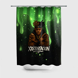 Шторка для ванной XXXTentacion на фоне зеленой краски