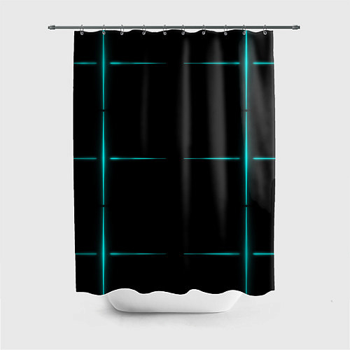 Шторка для ванной Color black blue stripes / 3D-принт – фото 1