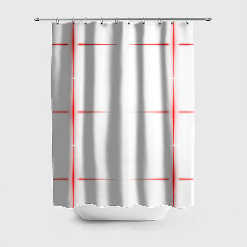 Шторка для ванной Color white red stripes / 3D-принт – фото 1